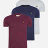 Lyle & Scott T-shirts 3 pack t-shirt - Burgundy - Navy - Light Grey Marl