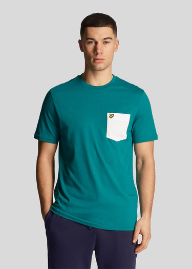 Lyle & Scott T-shirts Contrast pocket t-shirt - court green white