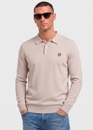 Lyle & Scott Truien Cotton merino long sleeve knitted polo - cove
