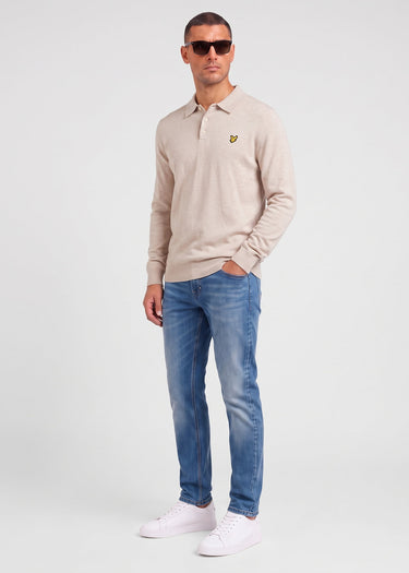Lyle & Scott Truien Cotton merino long sleeve knitted polo - cove