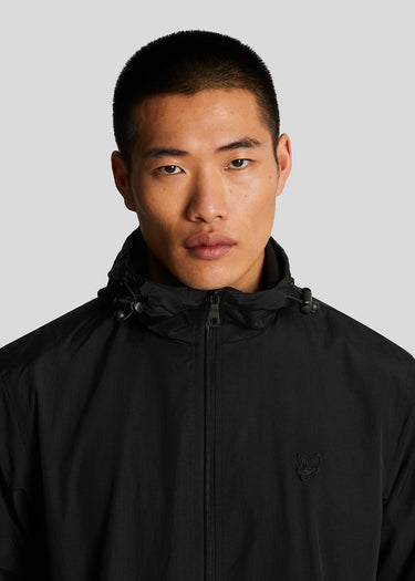 Lyle & Scott Jassen Tonal eagle zip through hooded jacket - jet black