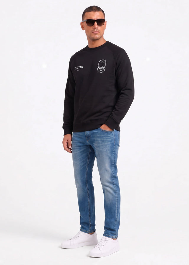 Marshall Artist Pullover Blue print crew neck - black
