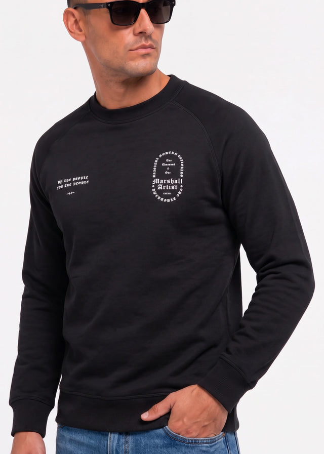 Marshall Artist Pullover Blue print crew neck - black