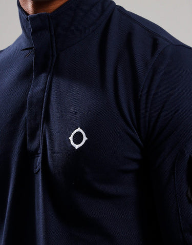 MA.Strum Truien Ls funnel neck polo - ink navy