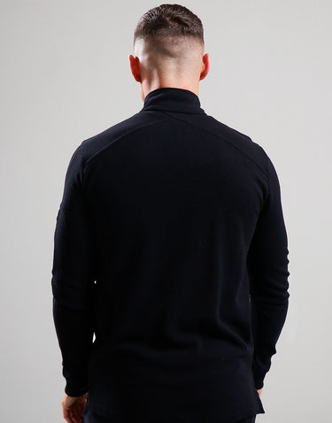 MA.Strum Truien Ls funnel neck polo - black