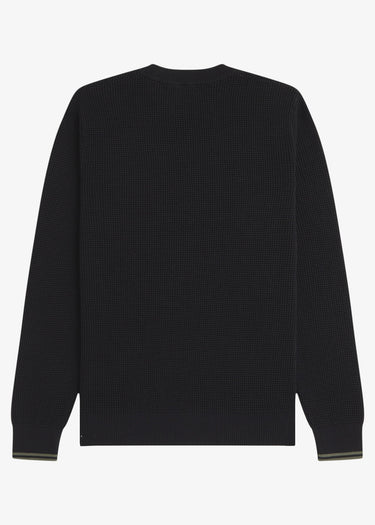 Fred Perry Pullover Waffle stitch jumper - black (Copy)