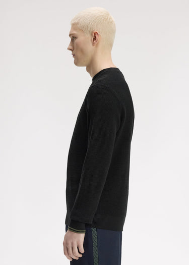 Fred Perry Pullover Waffle stitch jumper - black (Copy)