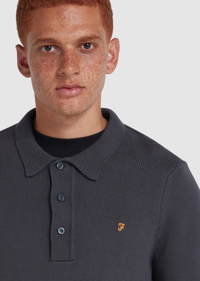 Farah Pullover Sweater hamlet knit ls polo - charcoal