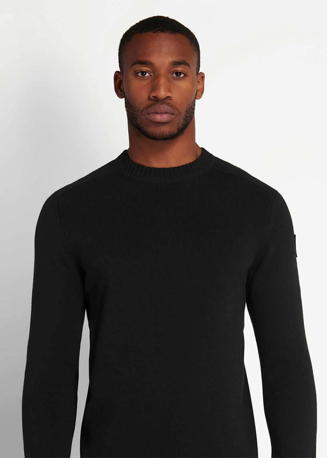 Lyle & Scott Pullover Shoulder detail crew neck knit jumper - jet black