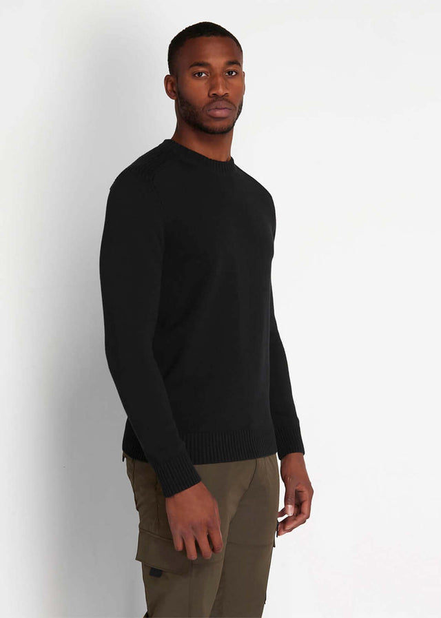 Lyle & Scott Pullover Shoulder detail crew neck knit jumper - jet black