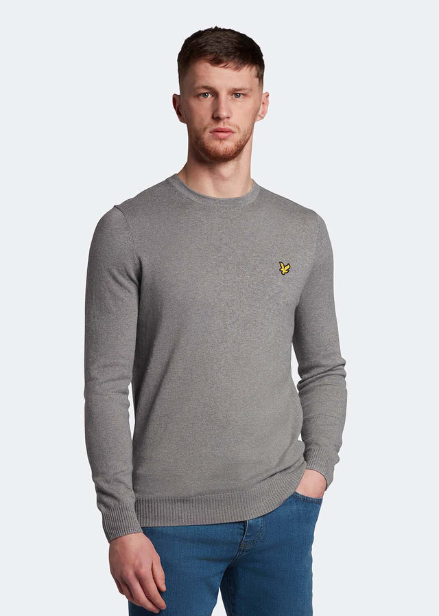 Lyle & Scott Pullover Merino crew jumper - mid grey marl