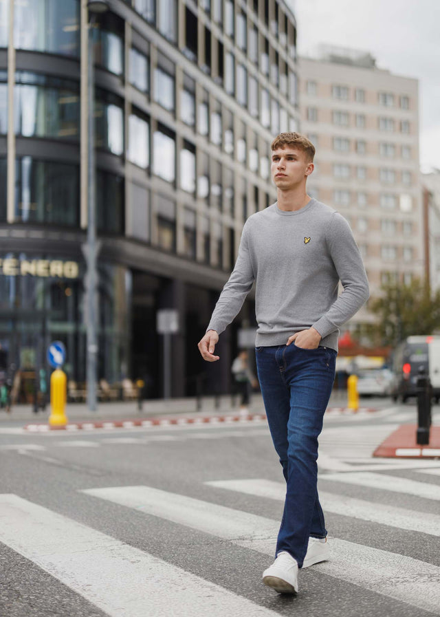 Lyle & Scott Pullover Merino crew jumper - mid grey marl