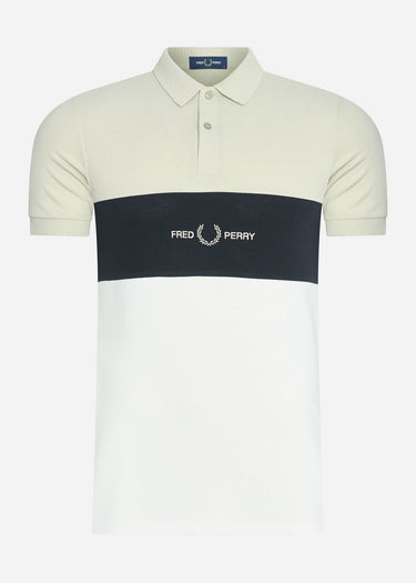 Fred Perry Polo's  Embroidered panel polo shirt - light oyster