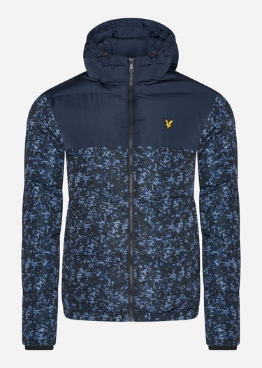 Lyle & Scott Jassen  Earth print wadded jacket - dark navy