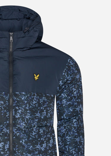 Lyle & Scott Jassen  Earth print wadded jacket - dark navy