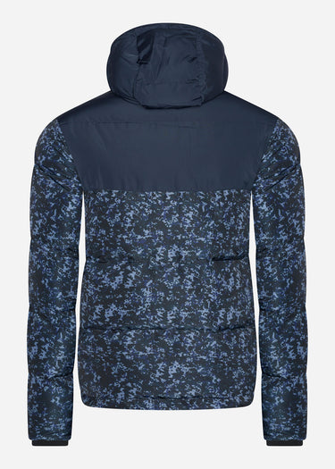 Lyle & Scott Jassen  Earth print wadded jacket - dark navy