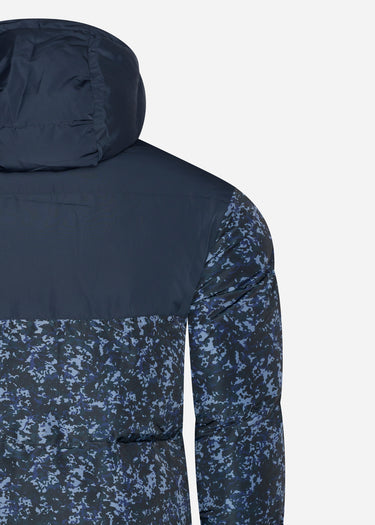 Lyle & Scott Jassen  Earth print wadded jacket - dark navy