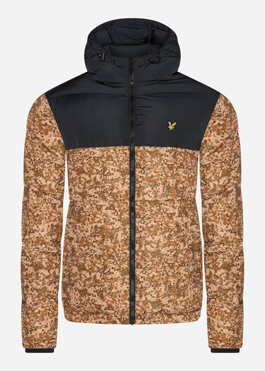 Lyle & Scott Jassen  Earth print wadded jacket - jet black