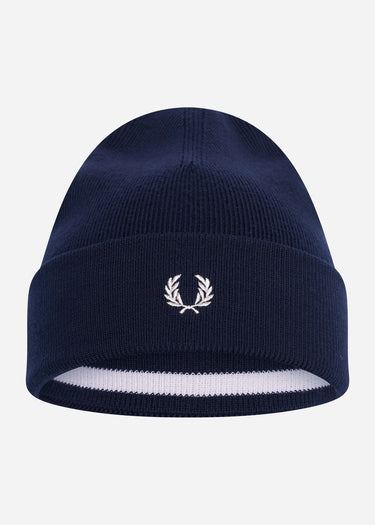 Fred Perry Mutsen Merino wool beanie - navy snow white