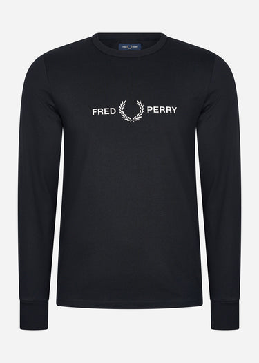 Fred Perry Longsleeve Tees Graphic branding ls t-shirt - black