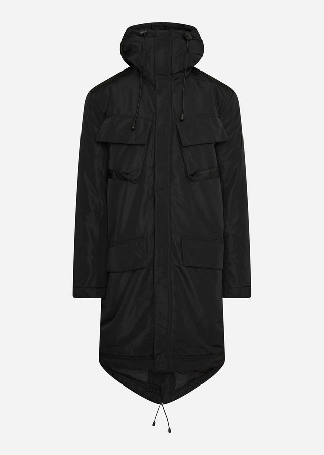 Lyle & Scott Jacken Longline dual pocket parka - jet black