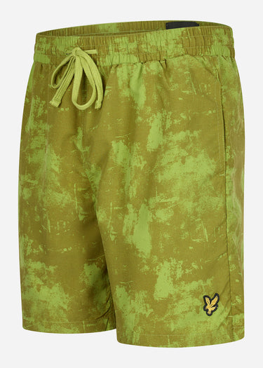 Lyle & Scott Zwembroeken Erosion print swim short - tin green