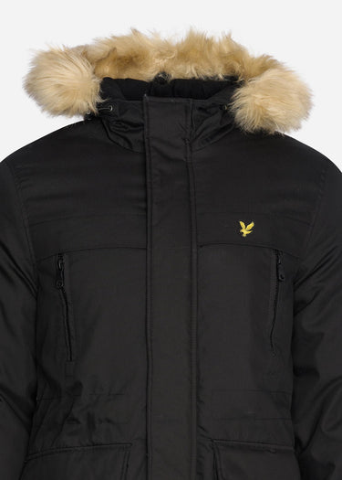 Lyle & Scott Jassen Winter weight micro fleece lined parka - jet black