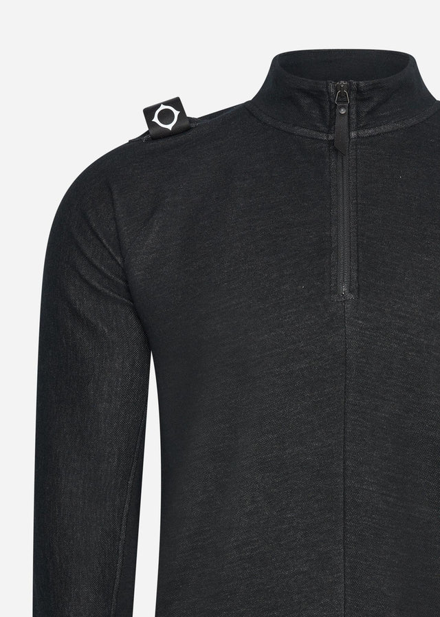 MA.Strum Pullover Dfp funnel neck zip top - jet black