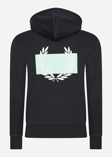 Fred Perry Hoodies Laurel wreath print hooded sweater - black