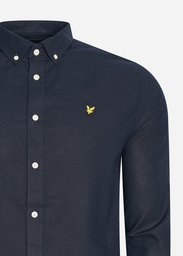 Lyle & Scott Overhemden Cotton linen shirt - dark navy