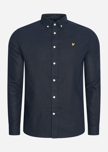 Lyle & Scott Overhemden Cotton linen shirt - dark navy