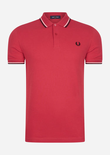 Fred Perry Polo's Twin tipped fred perry shirt - washed red snow white black