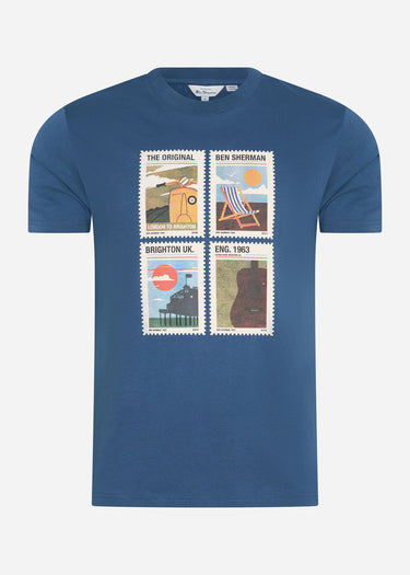 Ben Sherman T-shirts Travel stamps - blue denim
