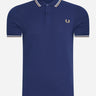 Fred Perry Polo's Twin tipped fred perry shirt - navy ecru warm stone