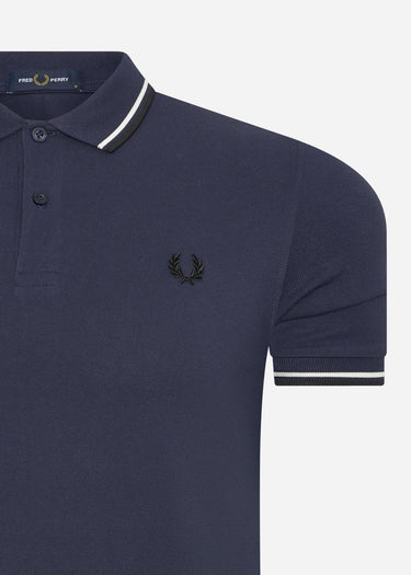Fred Perry Polo's Twin tipped polo - carbon blue snow white black