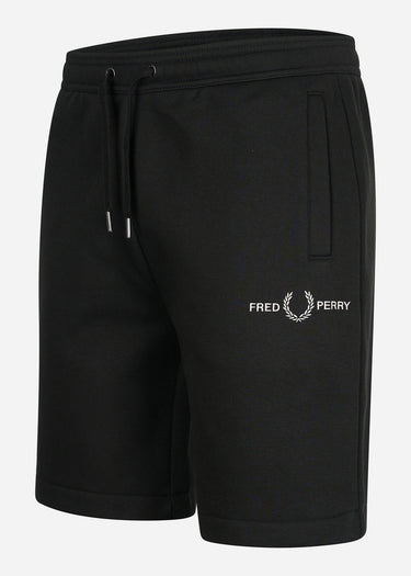 Fred Perry Korte Broeken  Embroidered sweat short - black