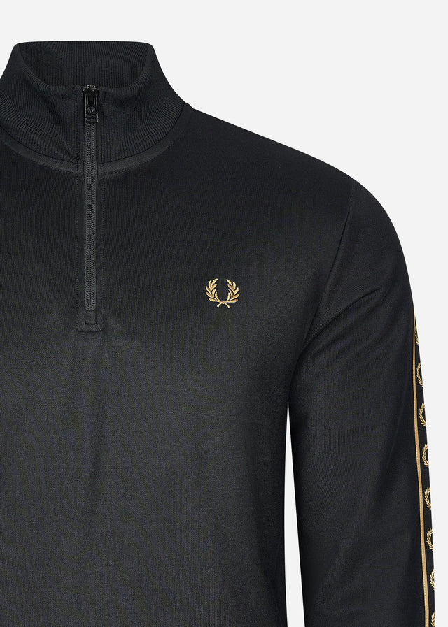 Fred Perry Pullover Taped half zip track top - black gold