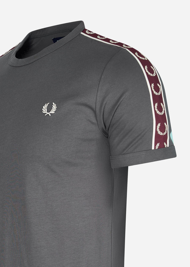 Fred Perry T-Shirts Contrast tape ringer t-shirt - gunmetal oxblood