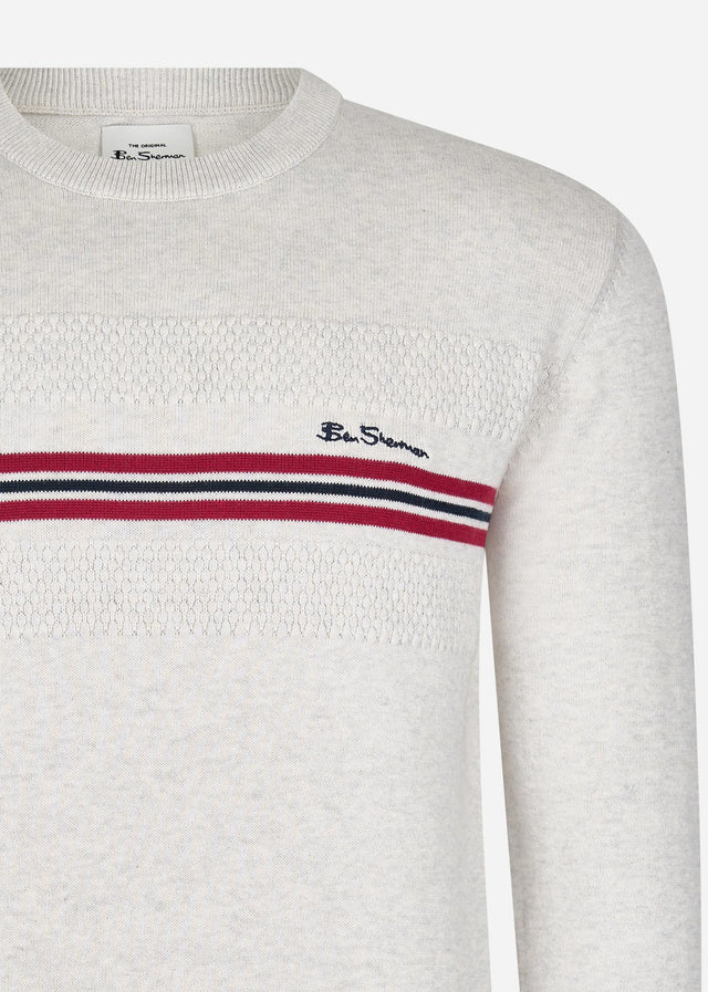 Ben Sherman Pullover Chest stripe crew - ivory