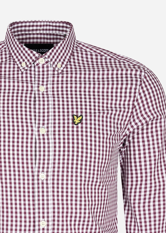 Lyle & Scott Hemden LS slim fit gingham shirt - burgundy white