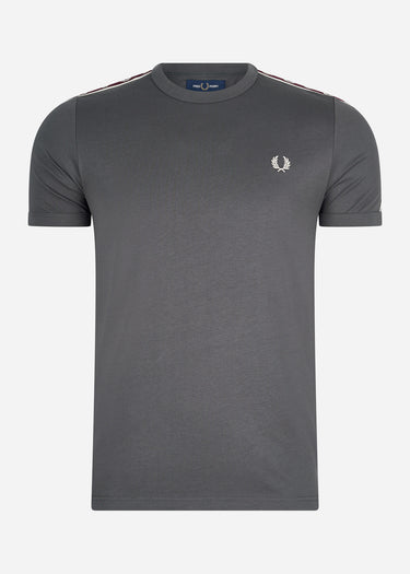 Fred Perry T-shirts Contrast tape ringer t-shirt - gunmetal oxblood