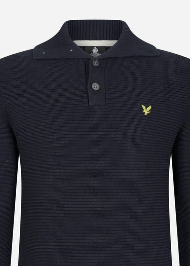 Lyle & Scott Truien Chunky rib button neck - dark navy