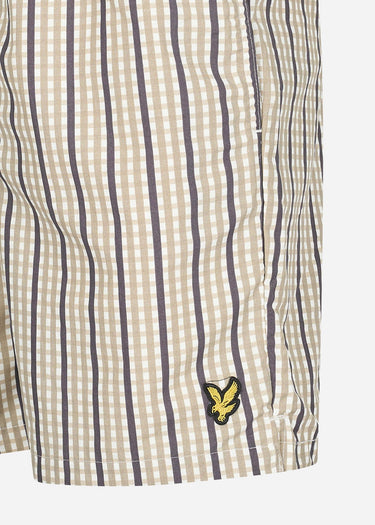 Lyle & Scott Zwembroeken Gingham swim shorts - cold grey
