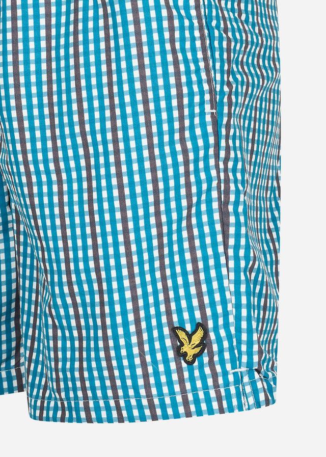 Lyle & Scott Badeshorts Gingham swim shorts - barrack blue