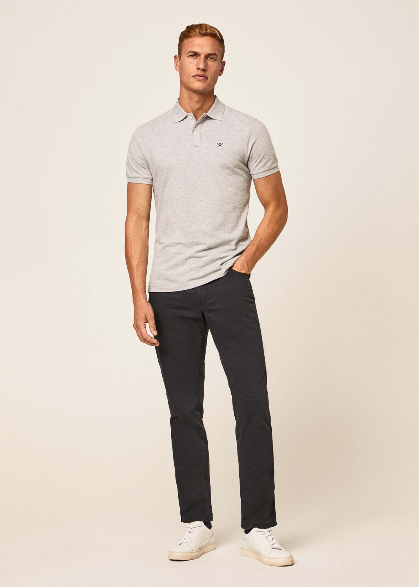 Hackett London Polo's Cotton pique polo shirt - light grey marl