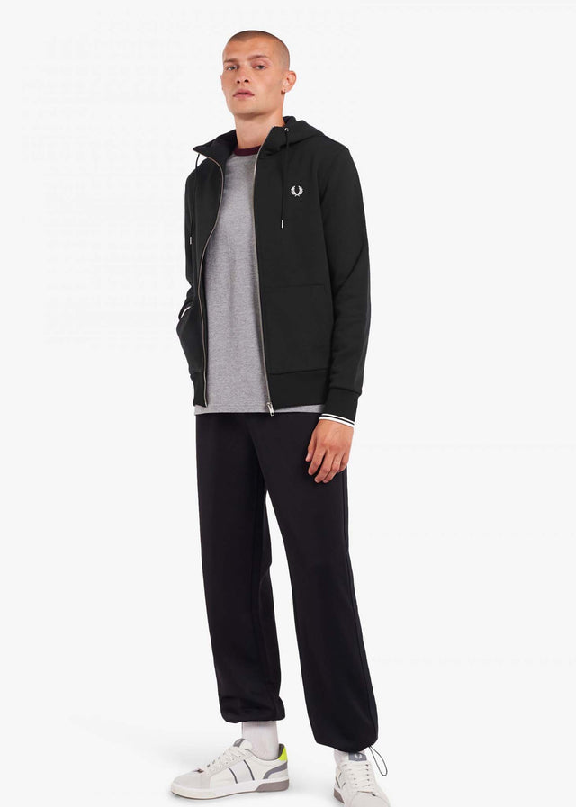 Fred Perry Sweatjacken Hooded aw zip through sweatshirt - black