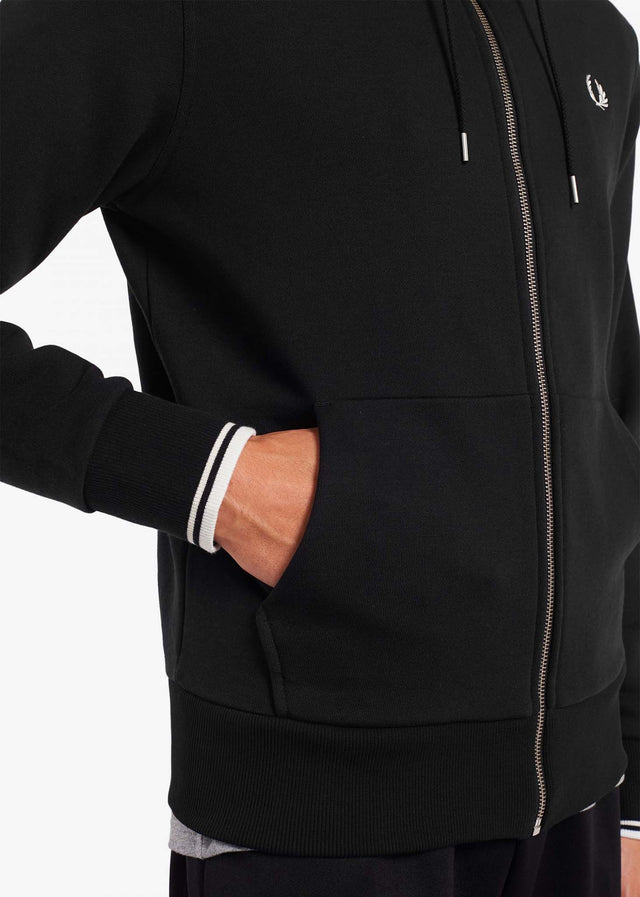 Fred Perry Sweatjacken Hooded aw zip through sweatshirt - black