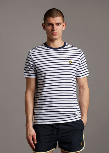 Lyle & Scott T-shirts Breton stripe t-shirt - navy white