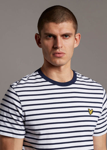 Lyle & Scott T-shirts Breton stripe t-shirt - navy white