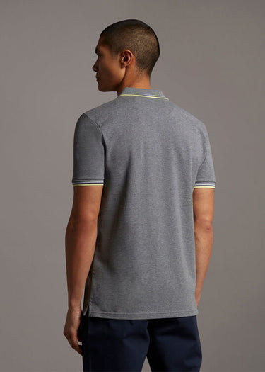 Lyle & Scott Polo's Tipped polo shirt - mid grey marl lemon